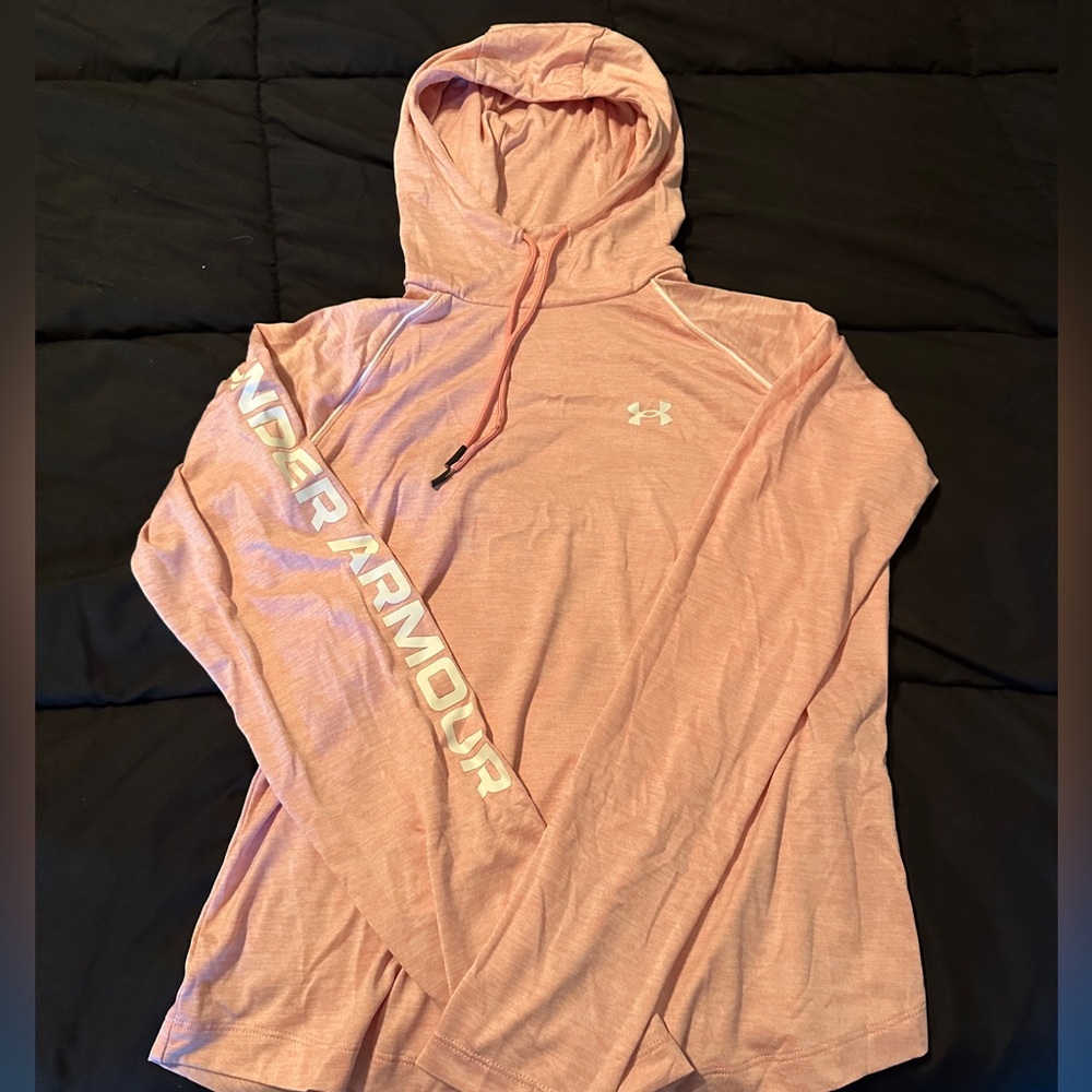 Pink under armour hooded top